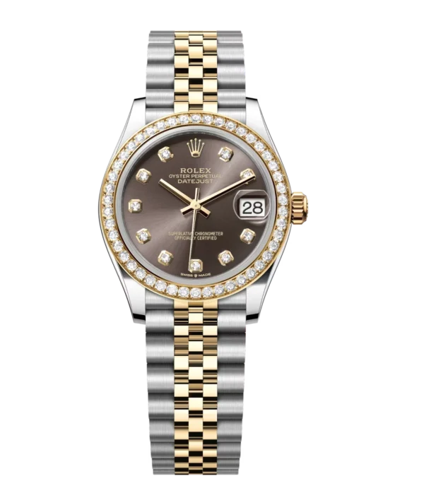 Rolex Datejust 31 Oyster Perpetual Oystersteel and yellow gold dark grey, diamond-set dial Jubilee band Reference 278383RBR