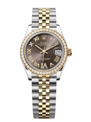 Rolex Datejust 31 Oyster Perpetual Oystersteel and yellow gold dark grey, diamond-set dial Jubilee band Reference 278383RBR
