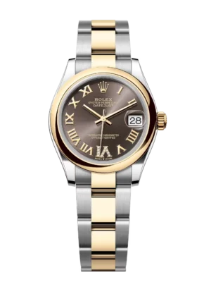 Rolex Datejust 31 Oyster Perpetual Oystersteel and yellow gold dark grey, diamond-set dial Oyster band Reference 278243