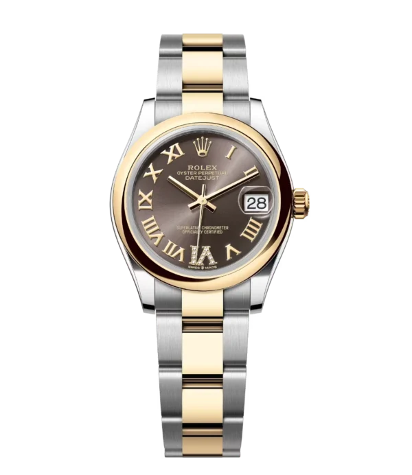 Rolex Datejust 31 Oyster Perpetual Oystersteel and yellow gold dark grey, diamond-set dial Oyster band Reference 278243