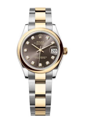 Rolex Datejust 31 Oyster Perpetual Oystersteel and yellow gold dark grey, diamond-set dial Oyster band Reference 278243