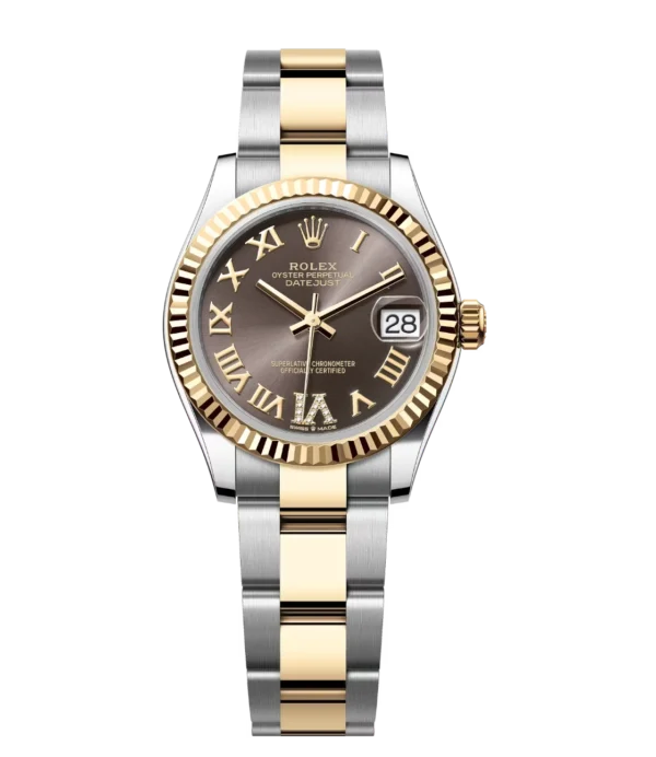 Rolex Datejust 31 Oyster Perpetual Oystersteel and yellow gold dark grey, diamond-set dial Oyster band Reference 278273
