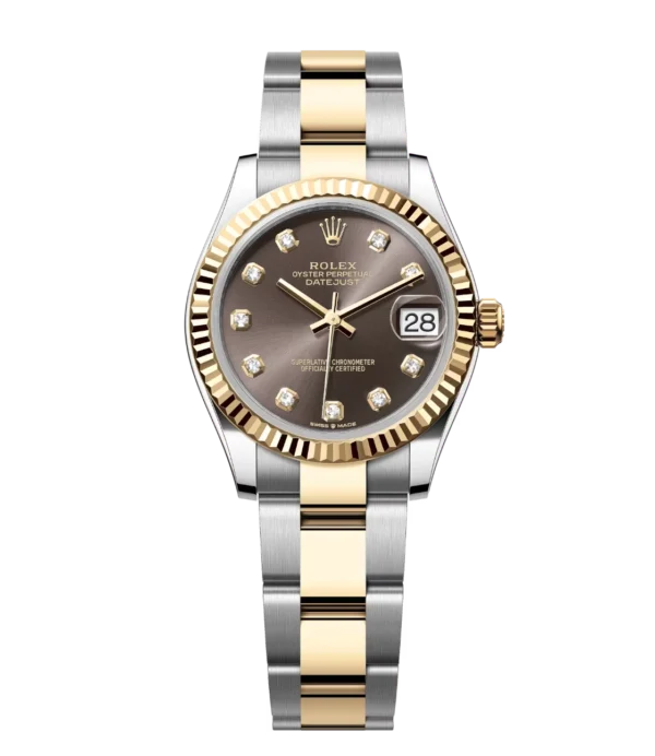 Rolex Datejust 31 Oyster Perpetual Oystersteel and yellow gold dark grey, diamond-set dial Oyster band Reference 278273