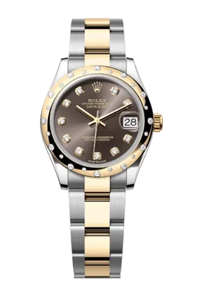Rolex Datejust 31 Oyster Perpetual Oystersteel and yellow gold dark grey, diamond-set dial Oyster band Reference 278343RBR
