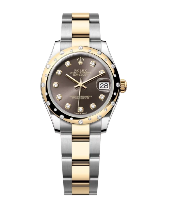 Rolex Datejust 31 Oyster Perpetual Oystersteel and yellow gold dark grey, diamond-set dial Oyster band Reference 278343RBR