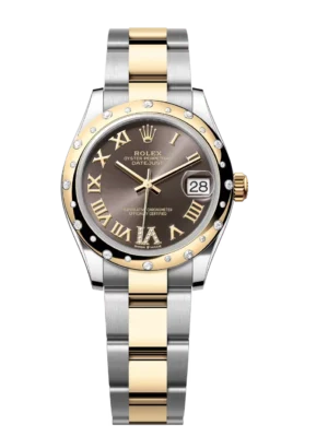 Rolex Datejust 31 Oyster Perpetual Oystersteel and yellow gold dark grey, diamond-set dial Oyster band Reference 278343RBR