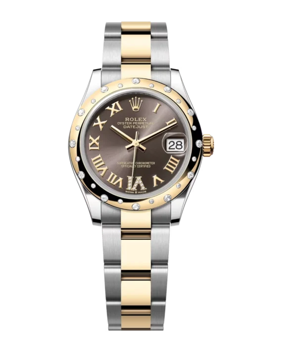 Rolex Datejust 31 Oyster Perpetual Oystersteel and yellow gold dark grey, diamond-set dial Oyster band Reference 278343RBR