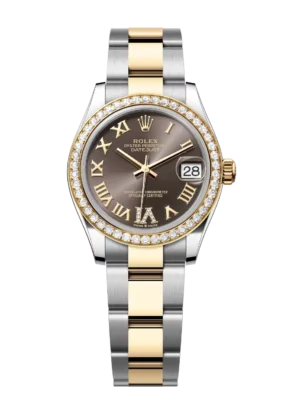 Rolex Datejust 31 Oyster Perpetual Oystersteel and yellow gold dark grey, diamond-set dial Oyster band Reference 278383RBR