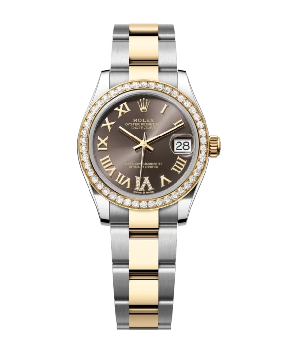 Rolex Datejust 31 Oyster Perpetual Oystersteel and yellow gold dark grey, diamond-set dial Oyster band Reference 278383RBR