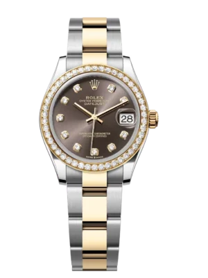 Rolex Datejust 31 Oyster Perpetual Oystersteel and yellow gold dark grey, diamond-set dial Oyster band Reference 278383RBR
