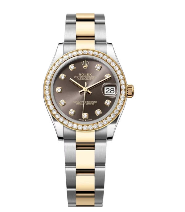 Rolex Datejust 31 Oyster Perpetual Oystersteel and yellow gold dark grey, diamond-set dial Oyster band Reference 278383RBR