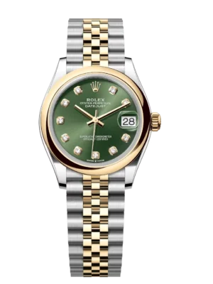 Rolex Datejust 31 Oyster Perpetual Oystersteel and yellow gold olive-green, diamond-set dial Jubilee band Reference 278243