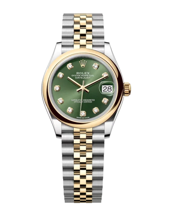 Rolex Datejust 31 Oyster Perpetual Oystersteel and yellow gold olive-green, diamond-set dial Jubilee band Reference 278243