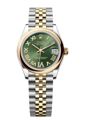 Rolex Datejust 31 Oyster Perpetual Oystersteel and yellow gold olive-green, diamond-set dial Jubilee band Reference 278243