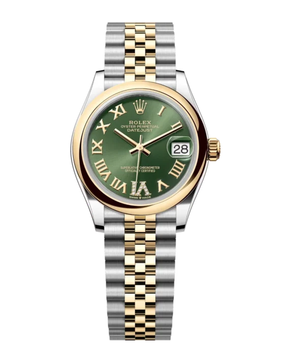 Rolex Datejust 31 Oyster Perpetual Oystersteel and yellow gold olive-green, diamond-set dial Jubilee band Reference 278243