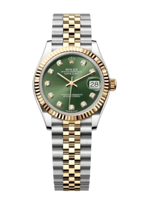 Rolex Datejust 31 Oyster Perpetual Oystersteel and yellow gold olive-green, diamond-set dial Jubilee band Reference 278273