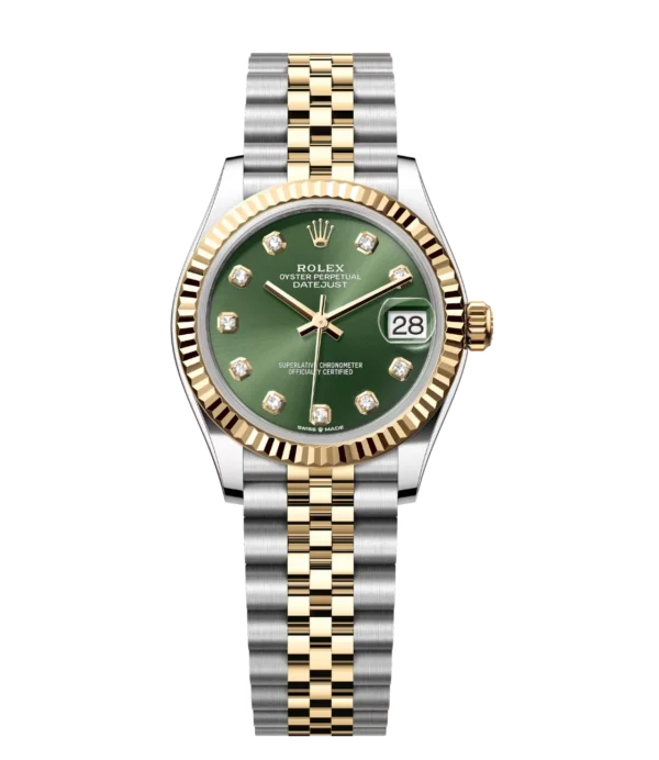 Rolex Datejust 31 Oyster Perpetual Oystersteel and yellow gold olive-green, diamond-set dial Jubilee band Reference 278273