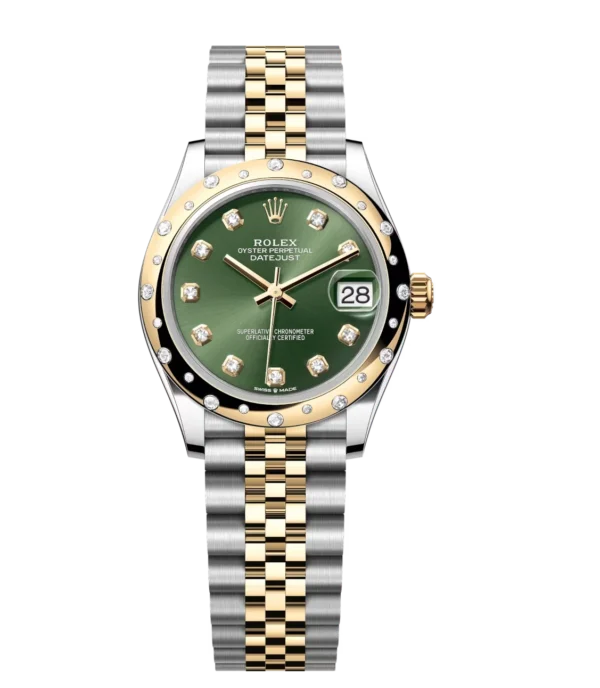 Rolex Datejust 31 Oyster Perpetual Oystersteel and yellow gold olive-green, diamond-set dial Jubilee band Reference 278343RBR