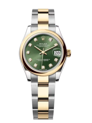 Rolex Datejust 31 Oyster Perpetual Oystersteel and yellow gold olive-green, diamond-set dial Oyster band Reference 278243