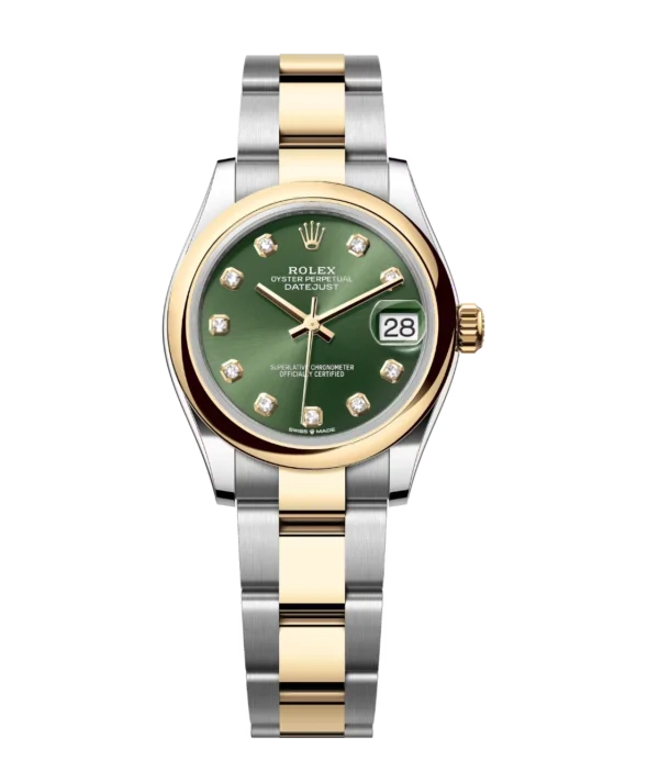 Rolex Datejust 31 Oyster Perpetual Oystersteel and yellow gold olive-green, diamond-set dial Oyster band Reference 278243