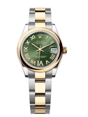 Rolex Datejust 31 Oyster Perpetual Oystersteel and yellow gold olive-green, diamond-set dial Oyster band Reference 278243