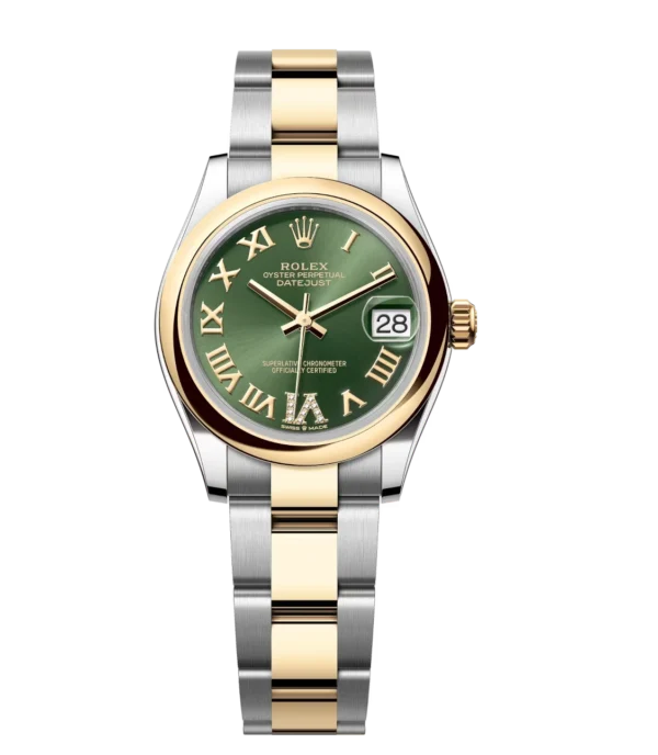 Rolex Datejust 31 Oyster Perpetual Oystersteel and yellow gold olive-green, diamond-set dial Oyster band Reference 278243