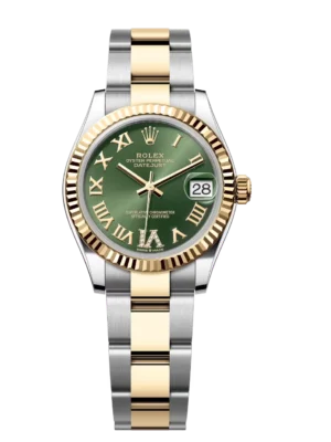Rolex Datejust 31 Oyster Perpetual Oystersteel and yellow gold olive-green, diamond-set dial Oyster band Reference 278273