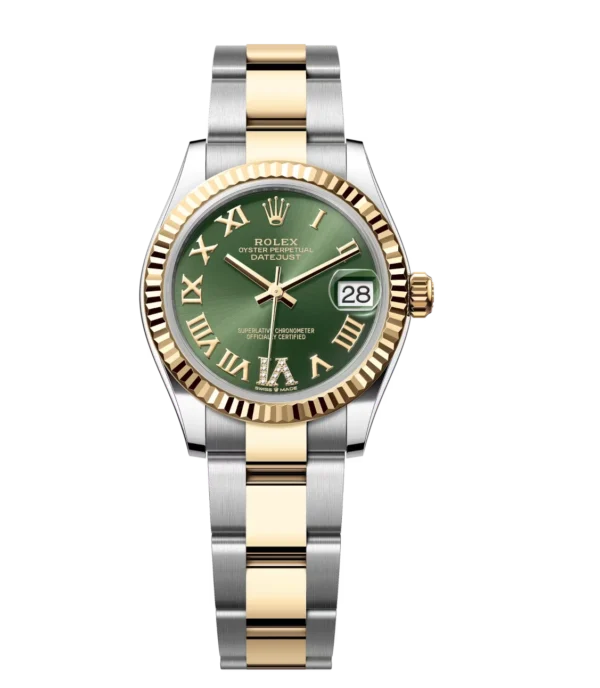 Rolex Datejust 31 Oyster Perpetual Oystersteel and yellow gold olive-green, diamond-set dial Oyster band Reference 278273