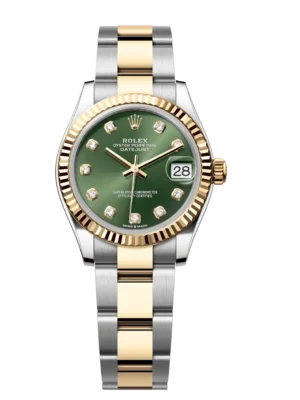 Rolex Datejust 31 Oyster Perpetual Oystersteel and yellow gold olive-green, diamond-set dial Oyster band Reference 278273