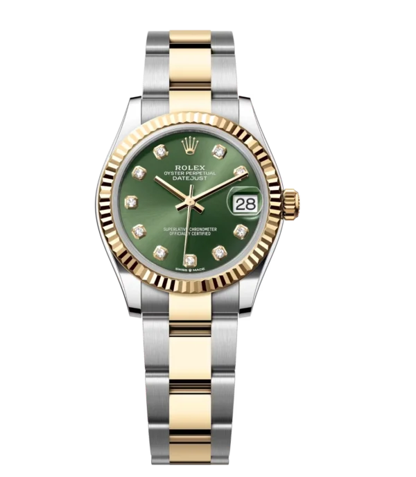 Rolex Datejust 31 Oyster Perpetual Oystersteel and yellow gold olive-green, diamond-set dial Oyster band Reference 278273