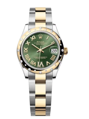 Rolex Datejust 31 Oyster Perpetual Oystersteel and yellow gold olive-green, diamond-set dial Oyster band Reference 278343RBR