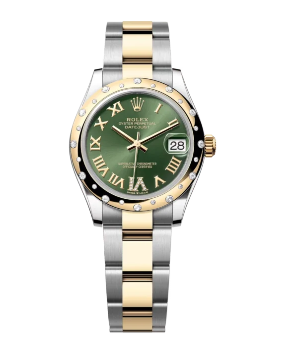 Rolex Datejust 31 Oyster Perpetual Oystersteel and yellow gold olive-green, diamond-set dial Oyster band Reference 278343RBR