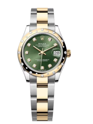 Rolex Datejust 31 Oyster Perpetual Oystersteel and yellow gold olive-green, diamond-set dial Oyster band Reference 278343RBR
