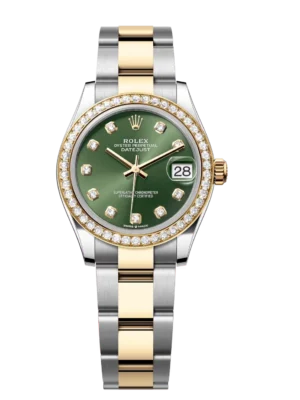 Rolex Datejust 31 Oyster Perpetual Oystersteel and yellow gold olive-green, diamond-set dial Oyster band Reference 278383RBR