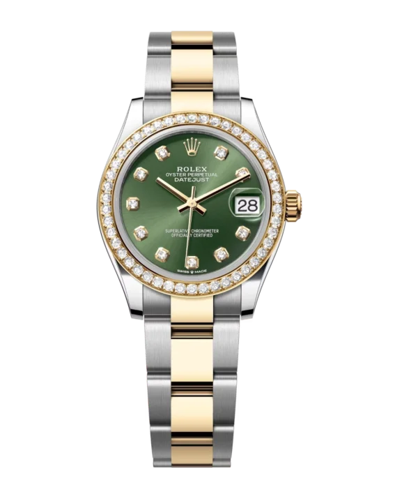 Rolex Datejust 31 Oyster Perpetual Oystersteel and yellow gold olive-green, diamond-set dial Oyster band Reference 278383RBR