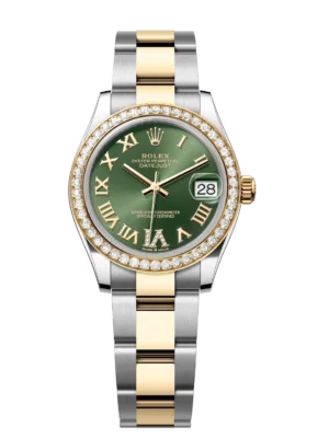 Rolex Datejust 31 Oyster Perpetual Oystersteel and yellow gold olive-green, diamond-set dial Oyster band Reference 278383RBR