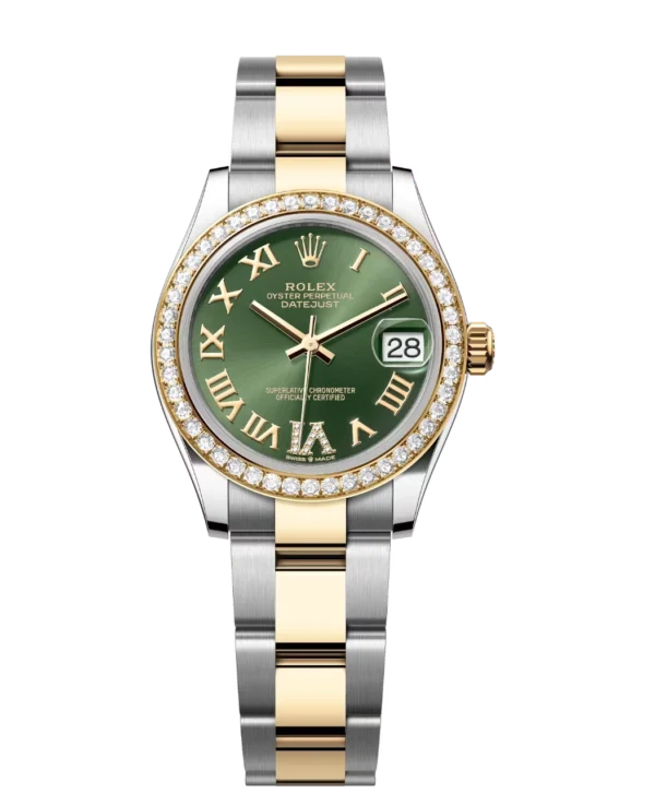 Rolex Datejust 31 Oyster Perpetual Oystersteel and yellow gold olive-green, diamond-set dial Oyster band Reference 278383RBR