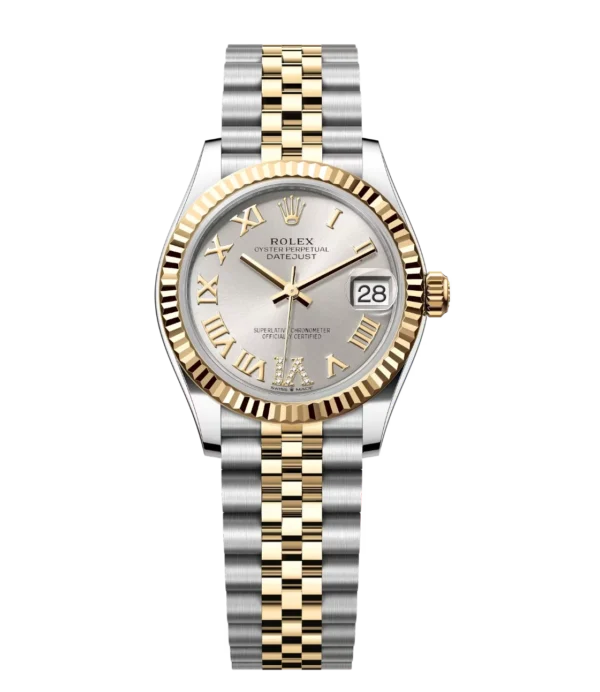 Rolex Datejust 31 Oyster Perpetual Oystersteel and yellow gold silver, diamond-set dial Jubilee band Reference 278273