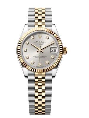 Rolex Datejust 31 Oyster Perpetual Oystersteel and yellow gold silver, diamond-set dial Jubilee band Reference 278273