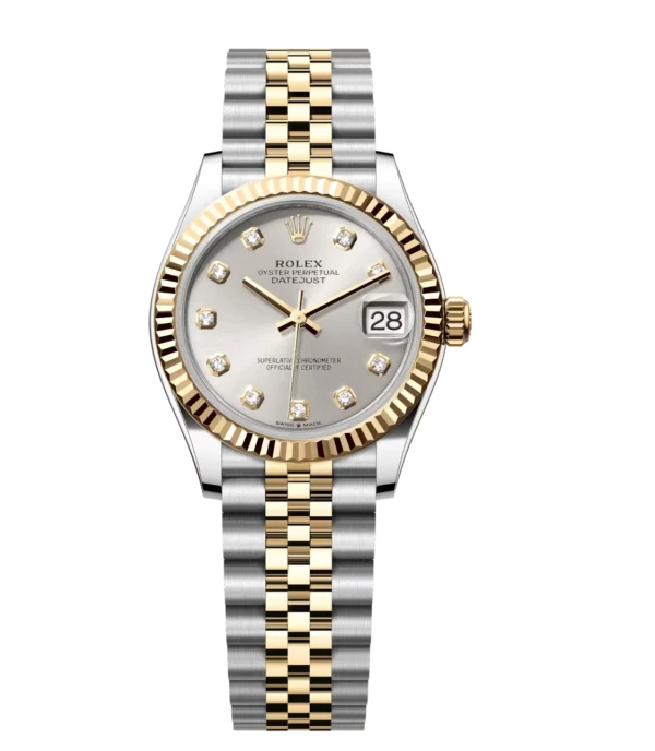 Rolex Datejust 31 Oyster Perpetual Oystersteel and yellow gold silver, diamond-set dial Jubilee band Reference 278273