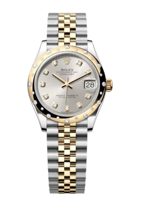 Rolex Datejust 31 Oyster Perpetual Oystersteel and yellow gold silver, diamond-set dial Jubilee band Reference 278343RBR