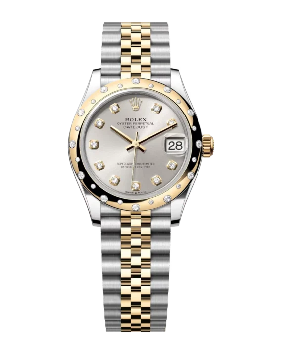 Rolex Datejust 31 Oyster Perpetual Oystersteel and yellow gold silver, diamond-set dial Jubilee band Reference 278343RBR