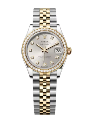 Rolex Datejust 31 Oyster Perpetual Oystersteel and yellow gold silver, diamond-set dial Jubilee band Reference 278383RBR