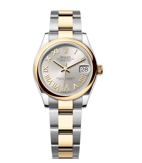 Rolex Datejust 31 Oyster Perpetual Oystersteel and yellow gold silver, diamond-set dial Oyster band Reference 278243