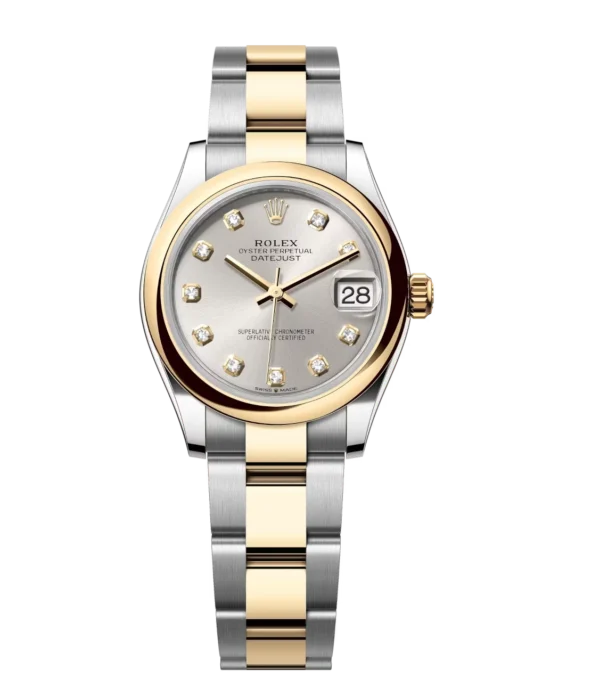Rolex Datejust 31 Oyster Perpetual Oystersteel and yellow gold silver, diamond-set dial Oyster band Reference 278243