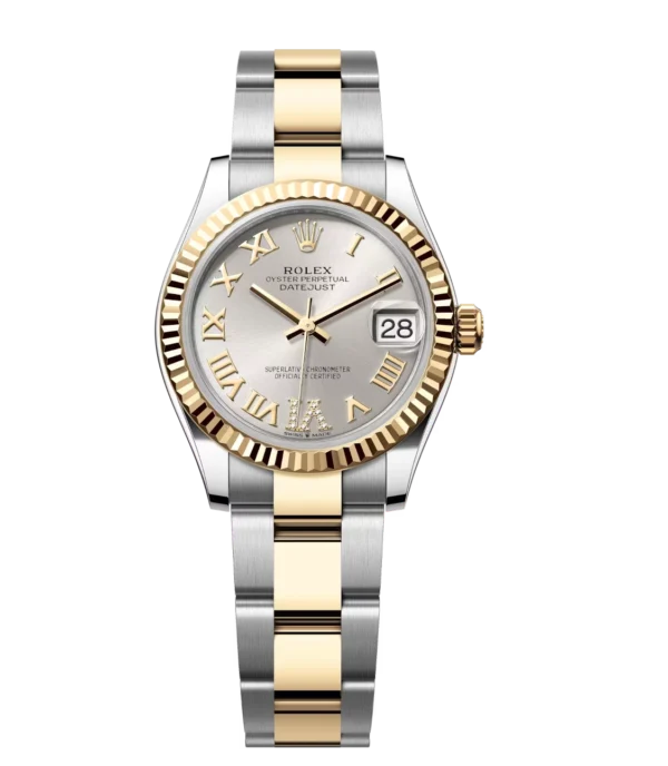 Rolex Datejust 31 Oyster Perpetual Oystersteel and yellow gold silver, diamond-set dial Oyster band Reference 278273