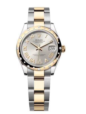 Rolex Datejust 31 Oyster Perpetual Oystersteel and yellow gold silver, diamond-set dial Oyster band Reference 278343RBR