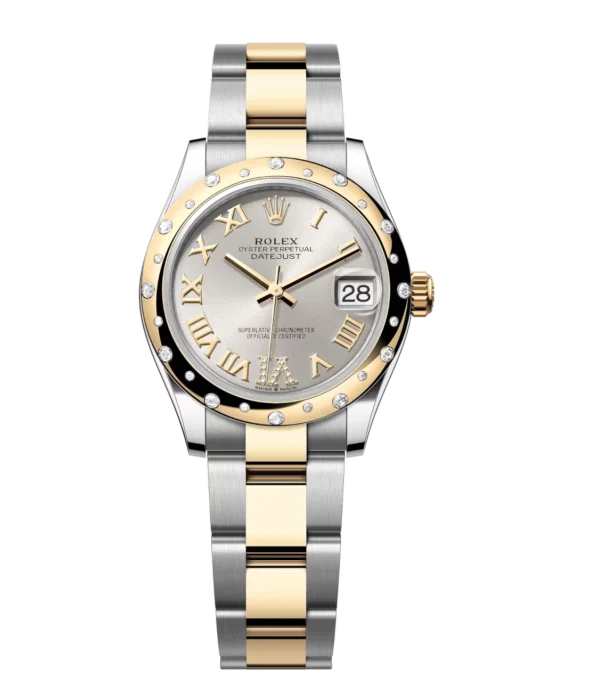Rolex Datejust 31 Oyster Perpetual Oystersteel and yellow gold silver, diamond-set dial Oyster band Reference 278343RBR