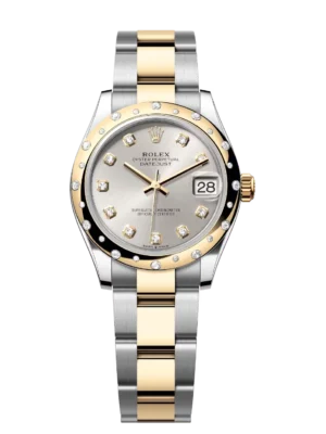 Rolex Datejust 31 Oyster Perpetual Oystersteel and yellow gold silver, diamond-set dial Oyster band Reference 278343RBR