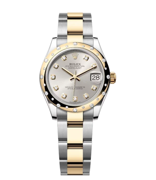 Rolex Datejust 31 Oyster Perpetual Oystersteel and yellow gold silver, diamond-set dial Oyster band Reference 278343RBR